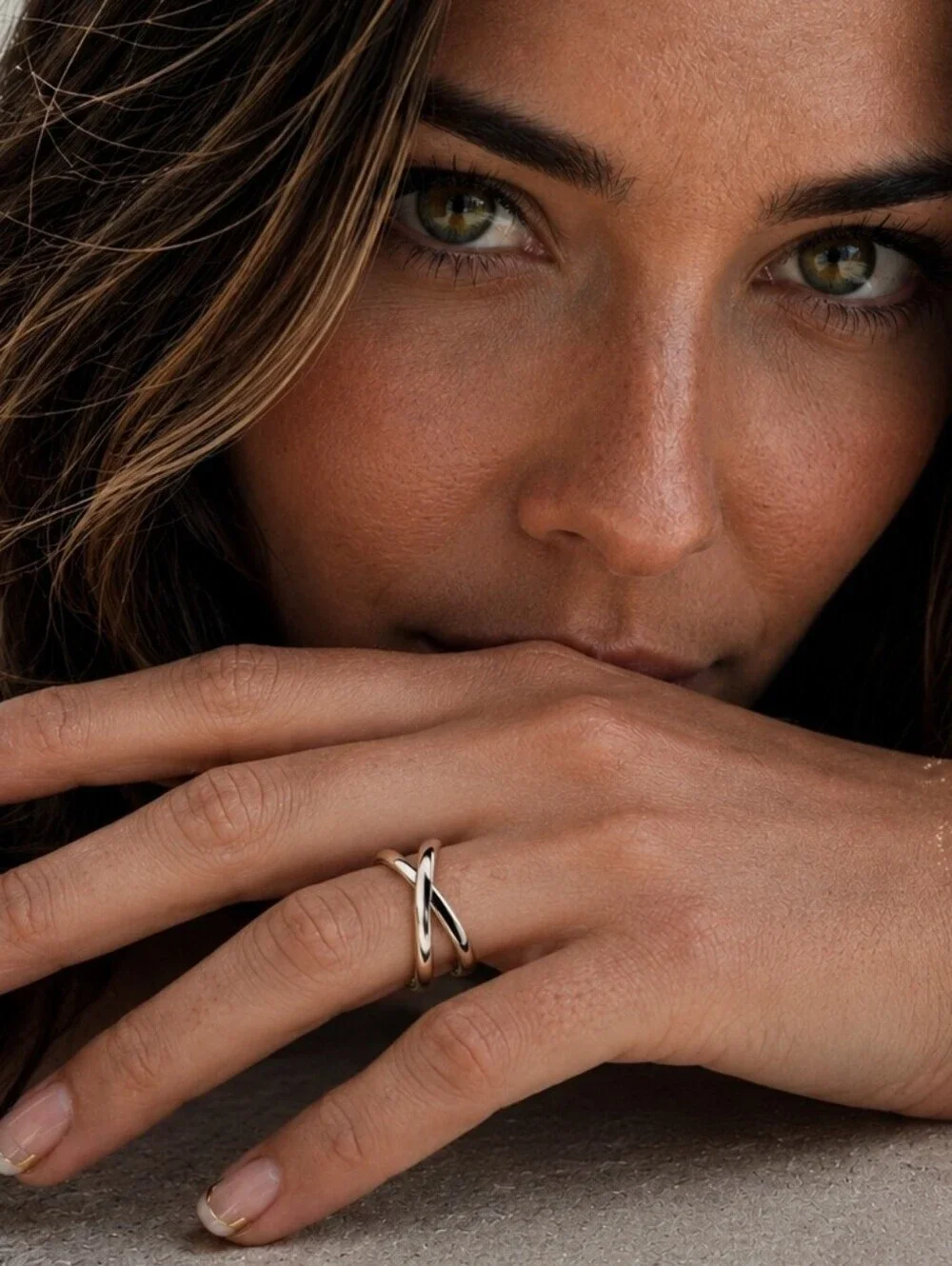 Sterling Silver Criss Cross X Ring Adjustable Crossover Band Minimalist Dainty